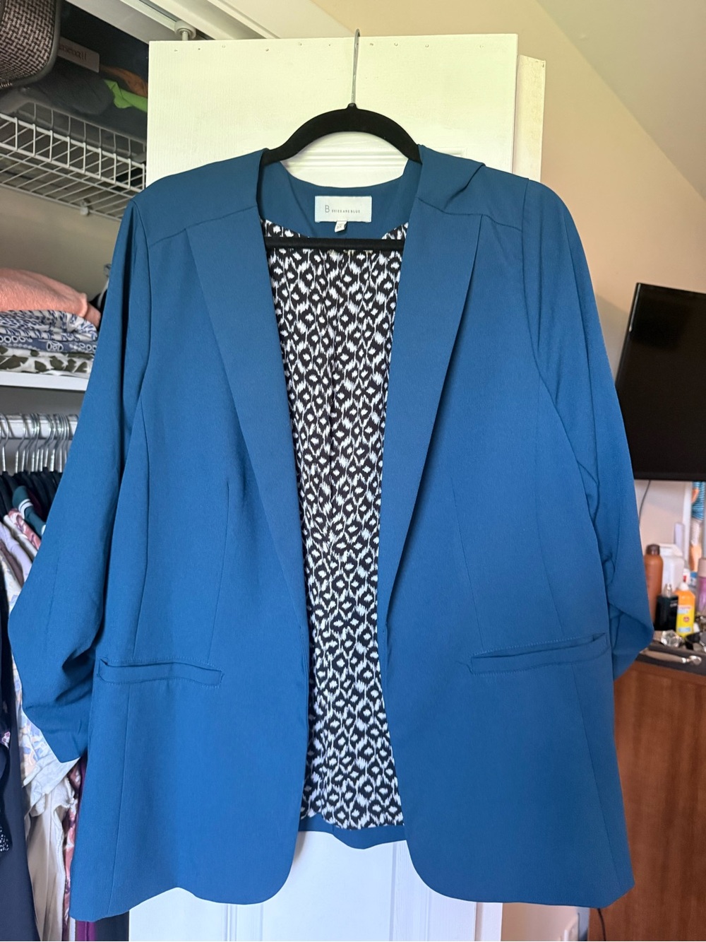 Skies Are Blue Teal Open-Front Blazer Jacket